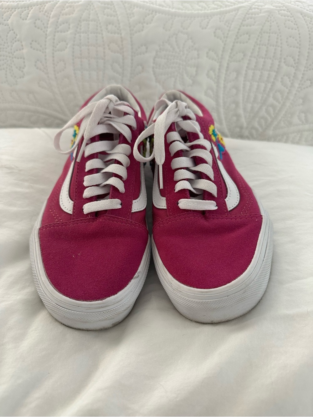 Vans Pink Low-Top Canvas Sneakers with White Stripe